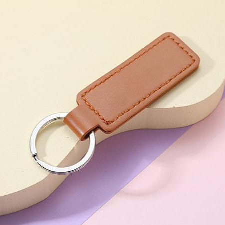 PU Leather Plain Keyring - Brown