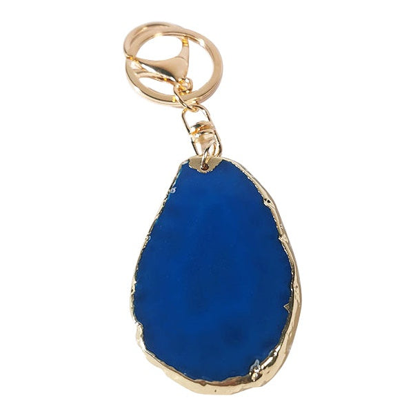 laser engravable glass keyring blue