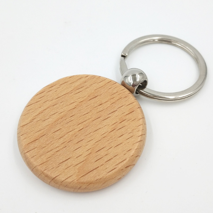 laser engravable round wooden keyring