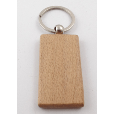 natural wooden rectangle keyring laser engravable