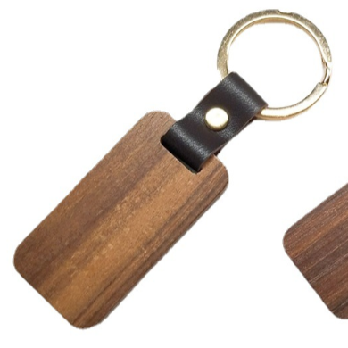 wooden keyring with leather strap thinkbaba laser supplies