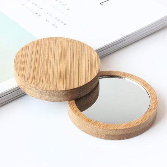 wooden laser engravable pocket mirror