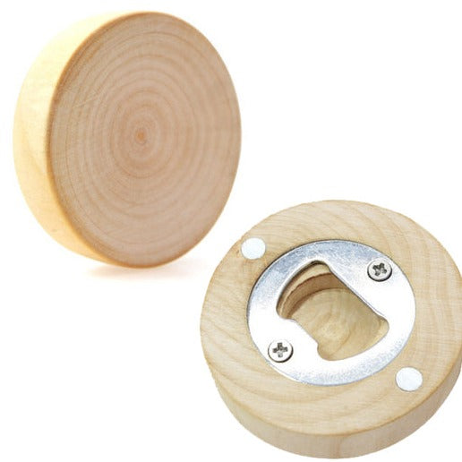 wooden lase engravable round bottle opener TB supplies